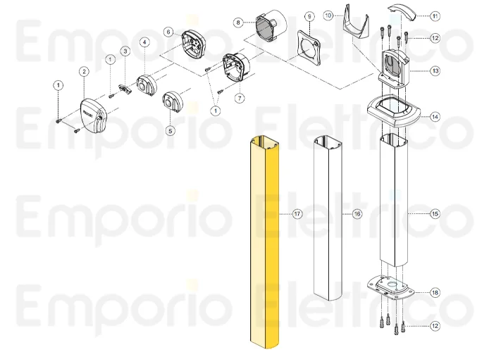 fadini Ersatzteil Säule aus stranggepresstem Aluminium H. 1.200 für fit 55 55017