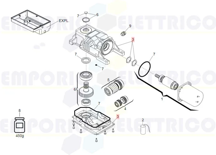 faac Ersatzteil roller-770 BODIES GROUP 63003369 (ex code 63003370)