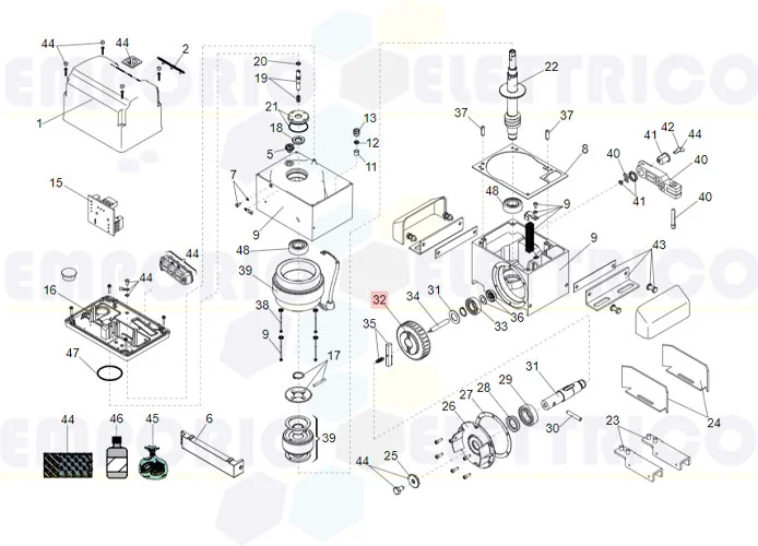 faac Ersatzteil der Krone des Getriebemotors 844 dreiphasig 7192575