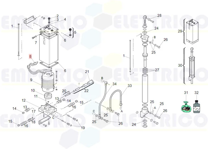 faac Ersatzteil des elektrischen Kabels mt.1.2 ohne Motorschutzschalter 7514225